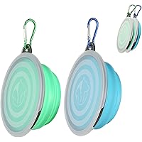 SLSON Dog Bowls Pet Collapsible Bowl with Cover Lids,2 Pack Dog Travel Bowls Portable Foldable Cat Water Dish Bowl for Pets W