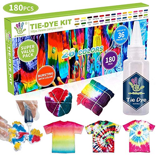 26 Colours Tie Dye Kits, Caloyee Permanent One Step Tie Dye Set for