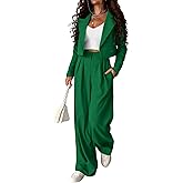 KIRUNDO Business Casual Outfits for Women 2025 Fall 2 Piece Cropped Blazer Jackets Wide Leg Pants Suit Sets Work Clothes