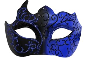 Abkolul Masquerade Mask for Men Black, Halloween Venetian Adult Masquerade Masks, Mardi Gras Mask