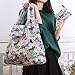 KINGMAS Reusable Grocery Bags, Eco-Friendly Folding Tote Shopping Bag fits in Pocket, Washable Waterproof Nylon Pouch Bags (2 Pack (Cat))