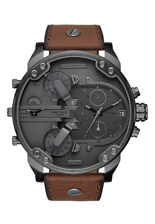 Diesel Herren Chronograph Quarz Uhr mit Leder Armband DZ7413