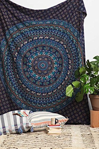 Large Hippie Tapestry, Hippy Mandala Bohemian Tapestries, Indian Dorm Decor, Psychedelic Tapestry Wall Hanging Ethnic Decorative Urban Tapestry (90x90 inches) (Multi Color) by Craft Aura
