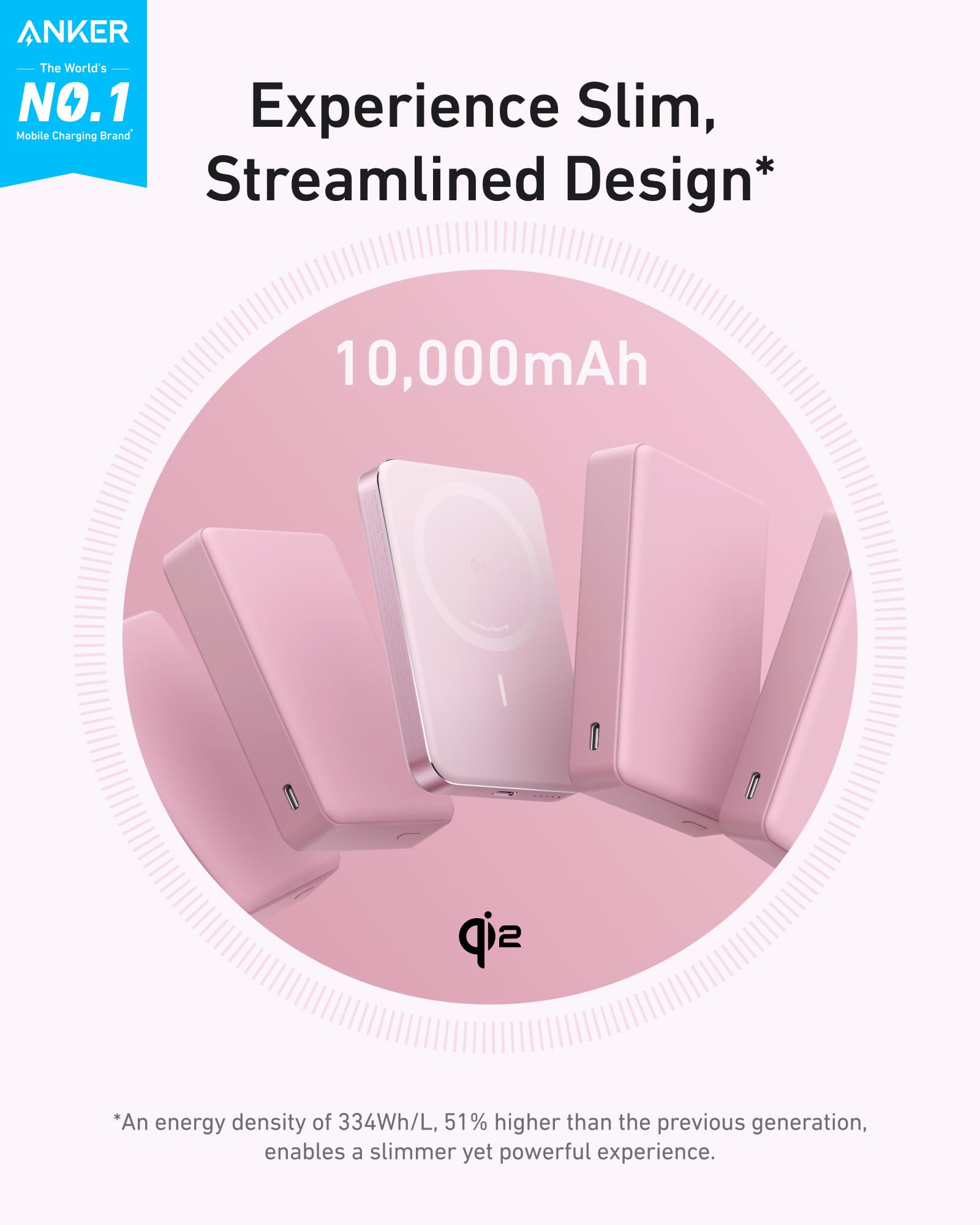 Anker MagGo Power Bank, Ultra-Slim 10,000mAh Magnetic Battery Pack, Qi2 Certified 15W Ultra-Fast MagSafe Compatible Portable Charger, Ergonomic Design, for iPhone16/15/14 Series Only（Not for Pixel）