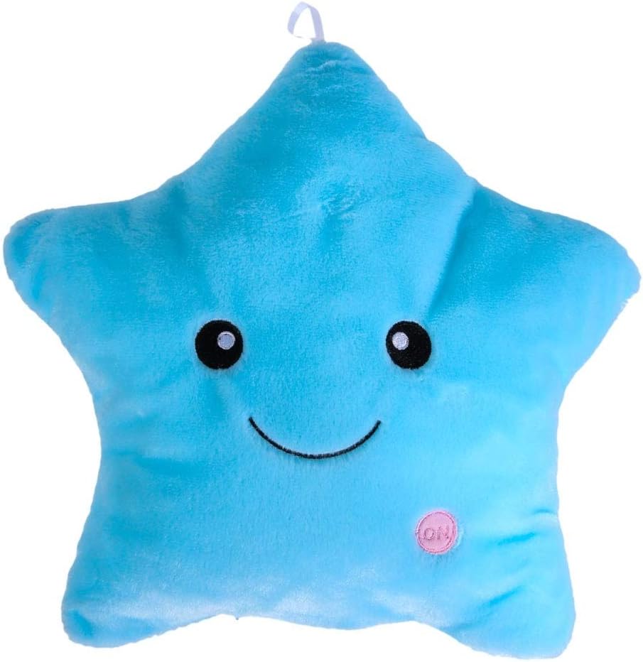 Peahop Luminous Pillow Cushion Creative LED Toy Soft Filled Plush Glow Colourful Star Bright Toys Tale Decoration (Blue)
