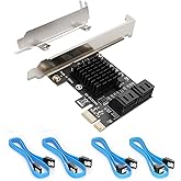 SATA Card, PCIE 3.0, 4 Port with 4 SATA Cable, SATA Controller Expansion Card with Low Profile Bracket, Non-Raid, Boot as Sys