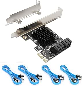 Ziyituod PCIe SATA Card, 4 Port with 4 SATA Cable, SATA Controller Expansion Card with Low Profile Bracket, Marvell 9215 Non-Raid, Boot as System Disk, Support 4 SATA 3.0 Devices