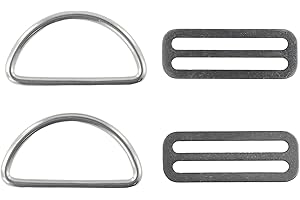 Stainless Steel D Ring Buckle and Webbing Belt Keeper for Scuba Diving Harness or Sidemount Cylinder Latches, Marine Grade 31