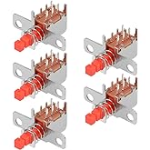 uxcell Push Button Switch, DPDT 6 Pin 1 Position Self-Locking Red 5pcs