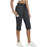 MoFiz Capri Pants for Women Lightweight Ice Cool Capris for Women Casual Summer Trip Loose Shorts with Zipper Pockets