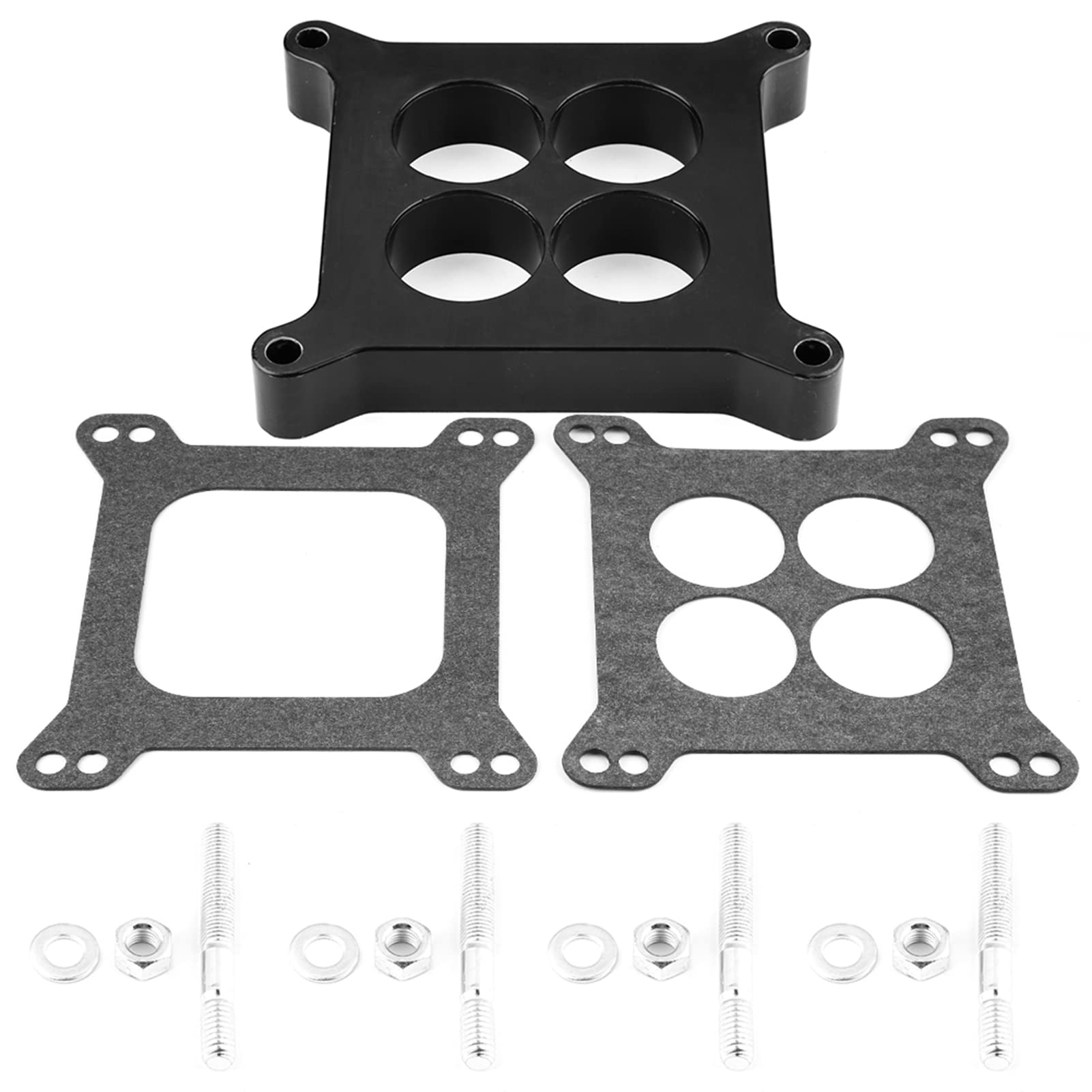 Qiilu Carburetor Gasket Kit 1" Ported Phenolic Carburetor Spacer 9134 4bbl SBC BBC BB Compatible with Holley SB