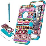 iPhone 6 Case, ULAK 3 in 1 Patterned Case for iPhone 6 4.7 inch 3-Pieces Hybrid High Impact Pink Tribal Patterned PC + Silicone Shockproof Cover for iPhone 6 4.7 inch (Pink Tribal-Blue)