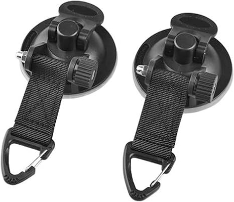 Amazon 2個入 吸盤 フック 強力 カーサイドタープ 連結用 車 テント用アクセサリー サンシェード固定 荷物締め付け 屋外用 キャンプ用品 レバー式 黒 吊りクランプ