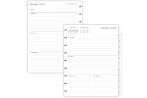 NEWESTOR 2026 Weekly Planner Refills for Happy Planner Classic Notebook - 9 Discs Punched, Two Pages Per Week, Jan 2026 to Dec 2026, 7" x 9-1/4"