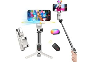 AOCHUAN Gimbal Stabilizer for iPhone, Sefie Stick Tripod with Auto Face Tracking for TIK Tok YouTube Video Recording, 4 in 1 Gimbal Stabilizer with 360° Rotation for iPhone/Andriod -M1 Pro White