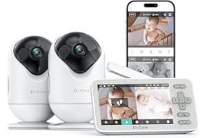 Dr.Care VistaView Lite Smart WiFi Baby Monitor with 2 Cameras- 4” 720P Split Screen & 1080P Camera App Control, Motion Alerts, Night Vision, 3000mAh Battery, 2-Way Talk, Triple Security, 1000ft Range