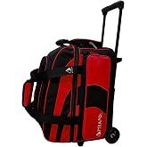 Pyramid Deluxe Double Roller 2 Ball Bowling Bag with Large Separate Shoe Compartment (Up To 2 Pairs Of Shoes) and Accessory Pockets, Sturdy Square Handle - Extends to 40" - Pro Options Available