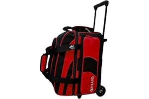 Pyramid Deluxe Double Roller 2 Ball Bowling Bag with Large Separate Shoe Compartment (Up To 2 Pairs Of Shoes) and Accessory Pockets, Sturdy Square Handle - Extends to 40" - Pro Options Available