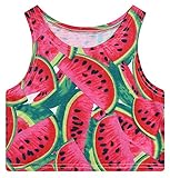 Urban CoCo Women's Multi Digital Printed Crop Vest Tank Tops (Watermelon)