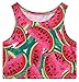 Women's Multi Digital Printed Crop Vest Tank Tops (Watermelon)