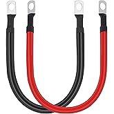 A ABIGAIL 2 AWG Battery Cable 2AWG Gauge Pure Copper Battery Inverter Cables with 3/8 in Lugs Both Ends Power Inverter Wire Set for Automotive Solar Marine Boat RV Car Motorcycle Red and Black (1FT)