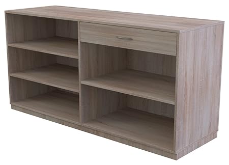 Ladeneinrichtung Verkaufstheke Kassentresen mit Einlegeböden und Schublade 1800 x 600 x 900 mm Dekor Eiche sägerau