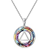 AOBOCO AA Sobriety Gifts 925 Sterling Silver Alcoholics Anonymous Gifts Triangle Sobriety Necklace Stay Sober Recovery Jewelry for Men Women Her