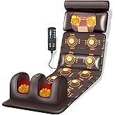 Vibration Massage Mat,Full Body Vibrating Heating Massage Pad,10 Vibration Motors,3 Strength Adjustments, with Detachable Neck Massage Headrest and Multifunctional Leg,Foot Massagers,for Home Office