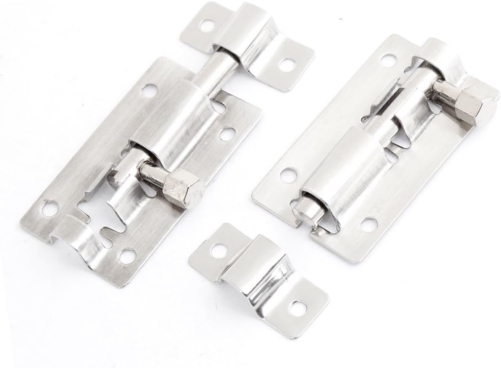 Sourcingmap 50mm Long Metal Slide Barrel Bolt Door Gate Interior Lock Latch 2 Pcs, Silver