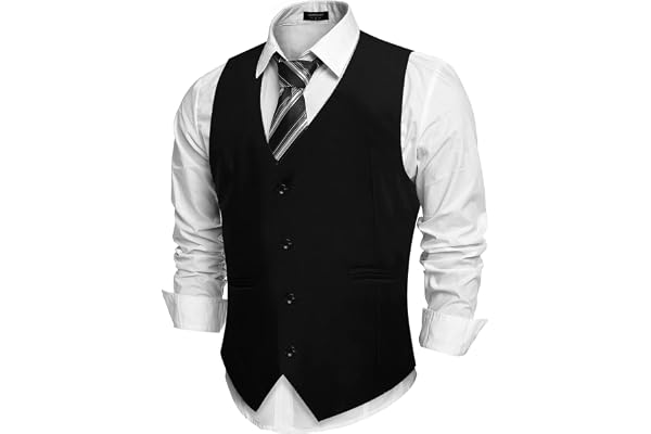 COOFANDY Men's Casual Business Vests Lightweight Waistcoat Slim Fit Suit Vest