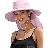 ZOORON UPF 50+ Wide Brim Sun Hat with Neck Flap, Laser Cut Mesh Fishing Hat, Water-Resistant Bucket Hat for Men Women Outdoor