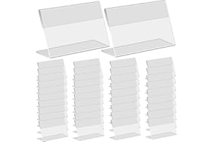 40PCS Acrylic Sign Holder L-Shape 1.6x2.4 Inch Label Holder Price Card Display Prop Clear Acrylic Card Easy to Clean Display 