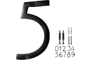 NACH Floating House Numbers, 6 inch Aluminum Black House Numbers for Outside - Number 5, Door Numbers with Mounting Hardware
