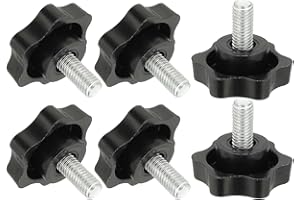 PATIKIL M8 x 16mm Thread Star Knobs, 6Pcs Plastic Star Hand Tightening Screw Clamping Handle with Bolts for Umbrella Base Replacement Woodworking Tools, Black