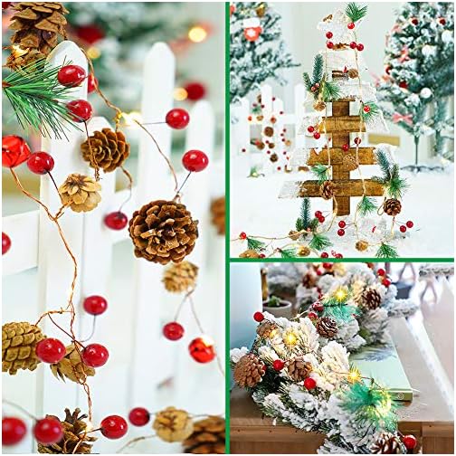 BestFire 9.84FT Christmas Pinecones String Lights with 30 LED Red Berry Bell Xmas Garland Pinecone Fairy String Lights… - Image 6