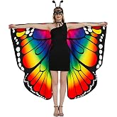 Momax Halloween Costumes Women - Plus Size Butterfly Costume, Double Sided Butterfly Wings with Mask Headband for Adults