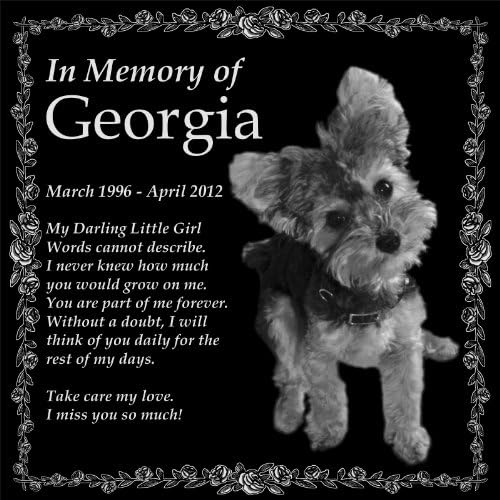 Lazzari Collections Personalized Pet Memorial 12"x12" Engraved Black Granite Monument Headstone