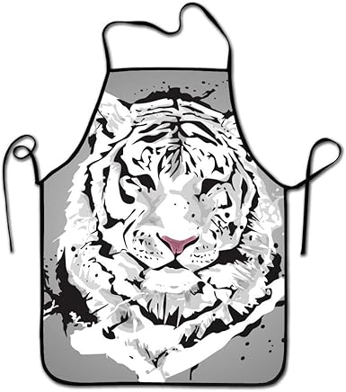 liubajsdj-Damen-Küchenschürze mit weißem Tiger, ohne Taschen