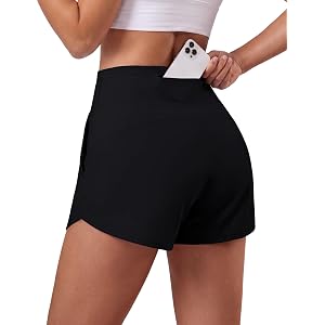 BMJL Athletic Shorts for Women 3" High Waisted with Pockets | stretchy and non-see-through fabric, sweat wicking, zipper pock
