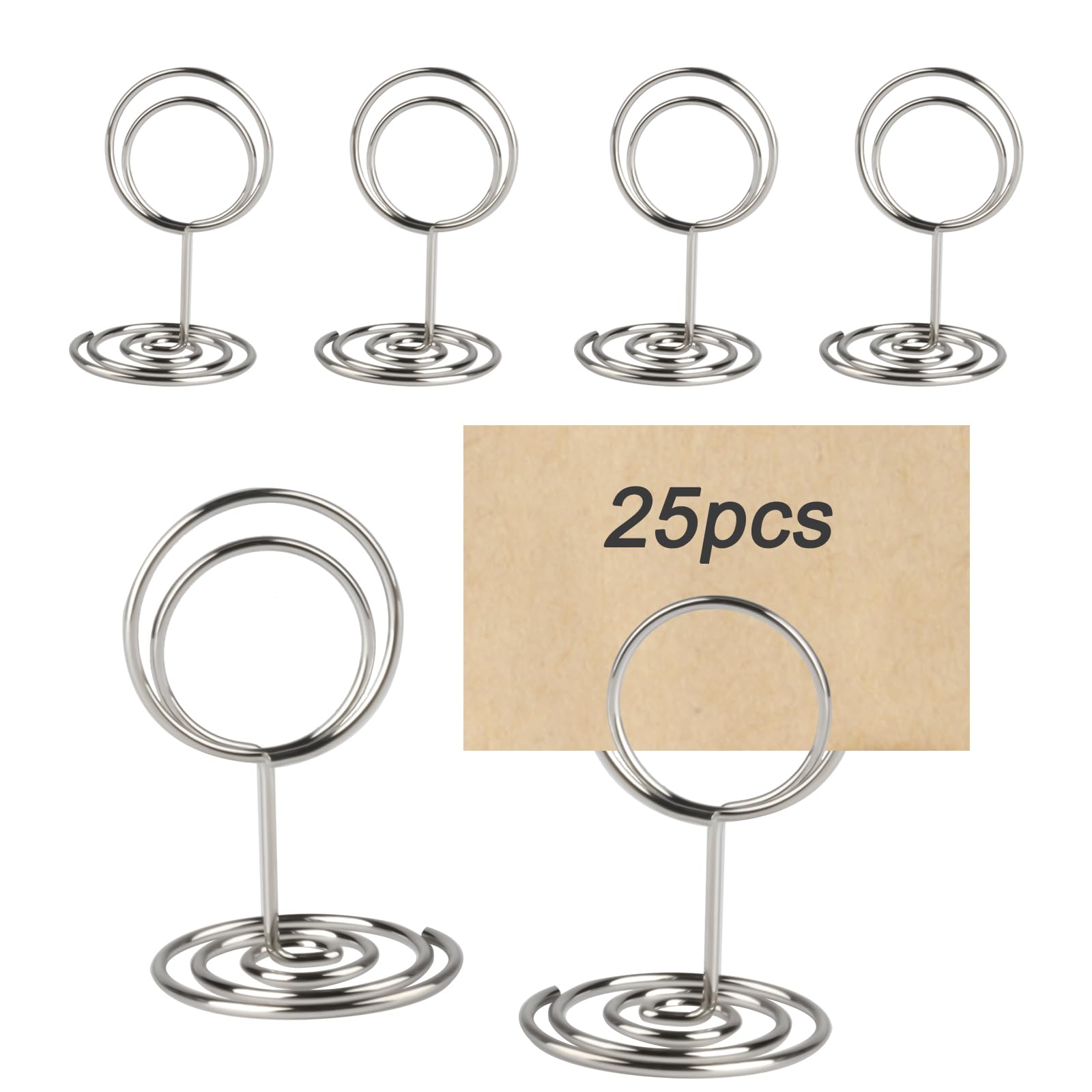 QUIIEOSKIA 25 x Table Number Holders & Table Number Stands, Metal Stands for Place Card Holders & Menu Holders for Tables - Wedding & Party Use