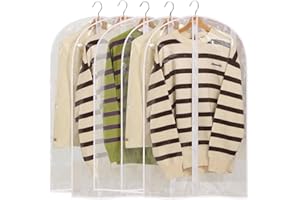 DIRXVMC Garment Bags for Hanging Clothes, All Clear Garment Bag, Plastic Dustproof Suit Bag, Coat Protector Zippered Garment 