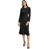 Donna Morgan Womens Elegant Long Sleeve Midi - Versatile Cocktail - Wedding Guest Dress Or Work Dress for Women