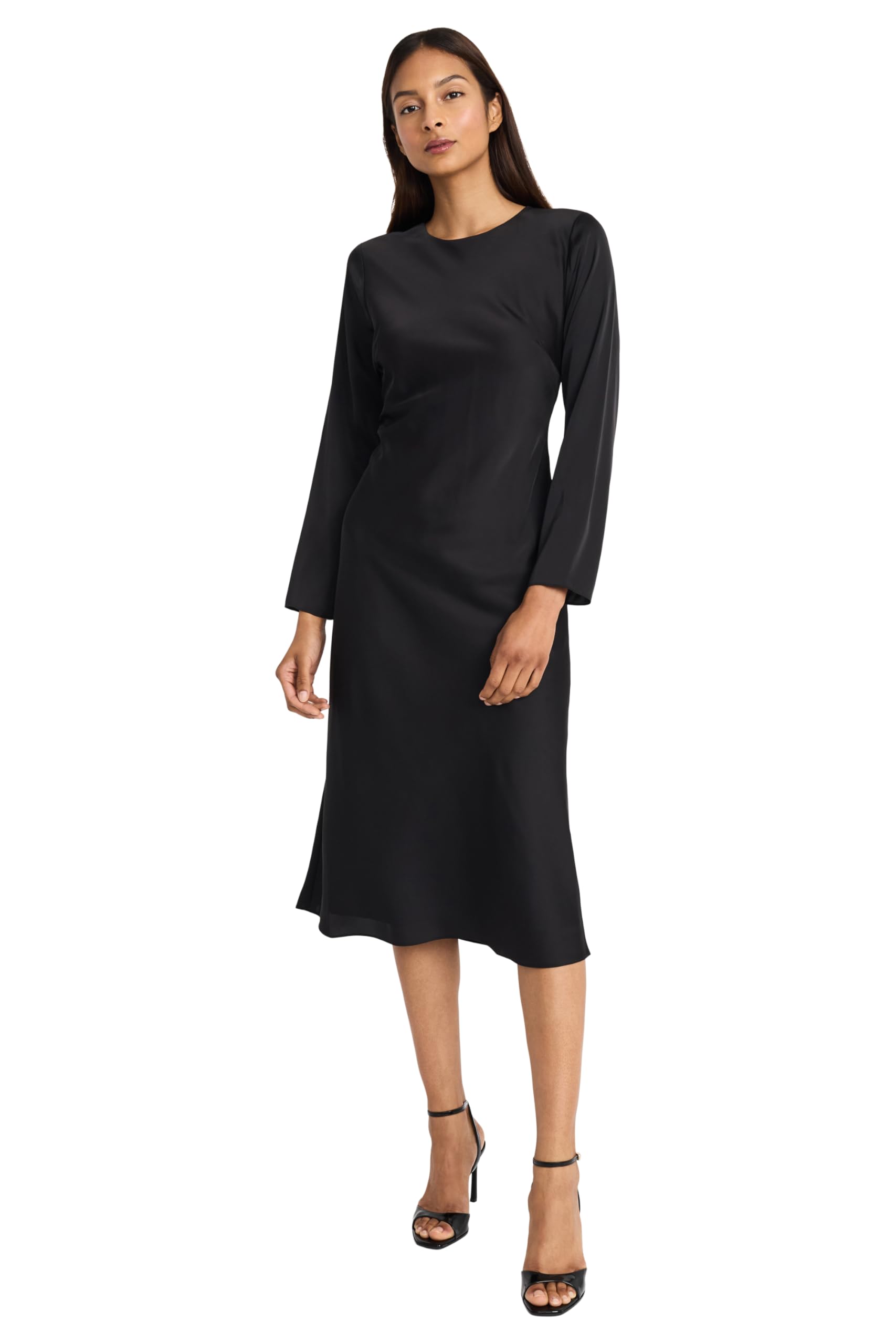 Photo 1 of Donna Morgan Women's Dresses Elegant Long Sleeve Midi - Versatile Cocktail - Wedding Guest Dress or Work Dress for Women, Black, 14