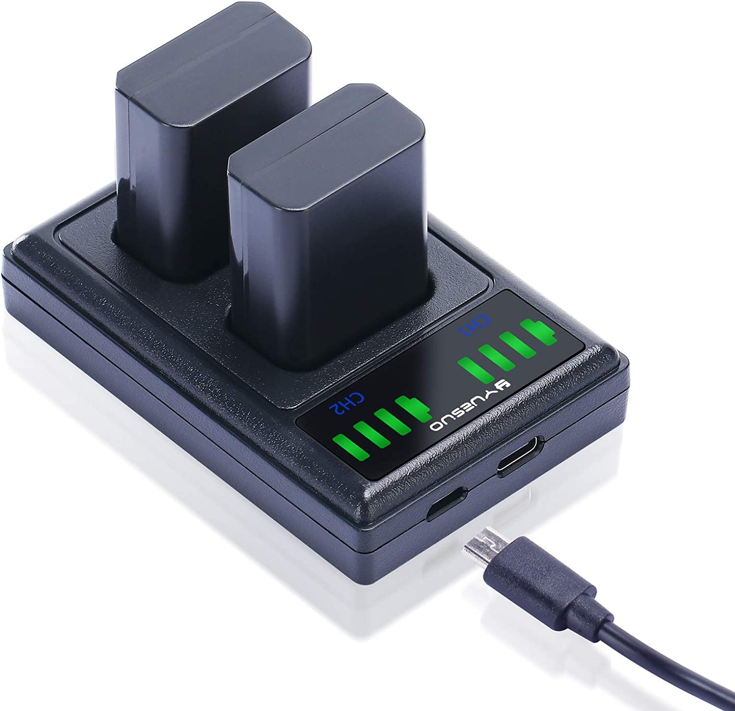 NP-FW50 Camera Battery (2-Pack) and Smart LED Dual Charger Set Compatible with Sony Alpha a6500 a5100 a6300 a7 a7 rii NEX 3 5 7 Series etc.