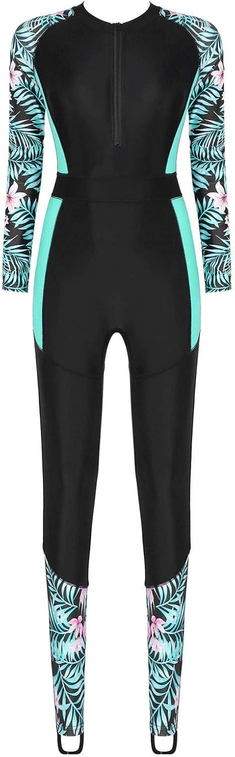 NESY Damen Langarm Rashguard Badeanzug, UPF 50+, Mit Reißverschluss, Schnell Trocknend – Für Surfen, Schwimmen, Strand