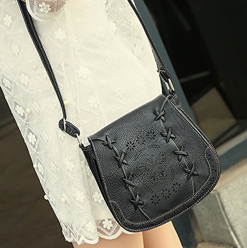Toniker Women's Crossbody Saddle Bags PU Leather Small Shoulder Bag with Adjustable Strap and Magnetic Button