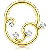 BodyBonita 16G Septum Rings Clicker 316L Stainless Steel Septum Nose Rings for Women Daith Earrings for Women Septum Jewelry Conch Daith Piercing Jewelry 14k Gold Plated/Silver 8mm 10mm