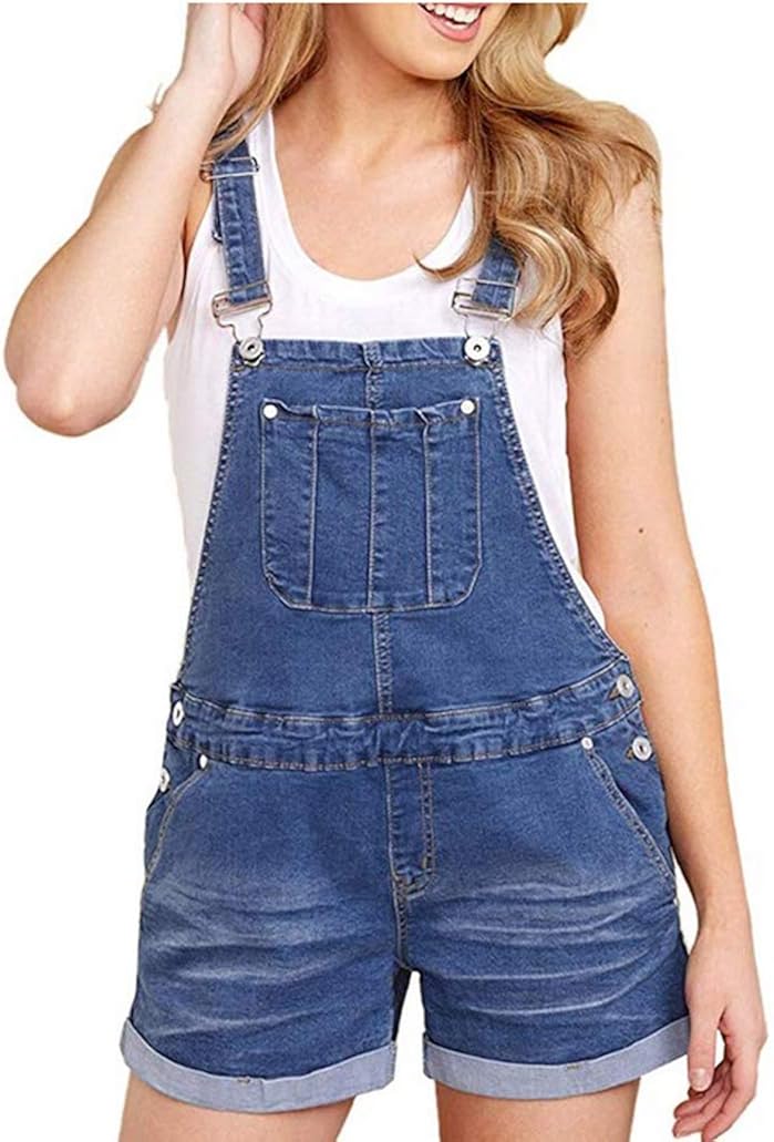 white dungaree shorts womens