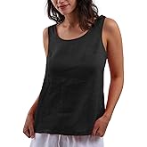 Amazhiyu Women's 100% Linen Tank Tops Summer Casual Sleeveless Scoop Neck Blouse
