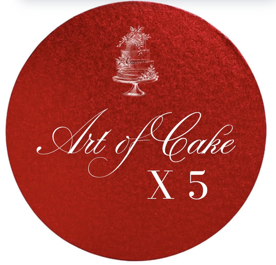 Art of Cake Red 12in Round Cake Drum Boards 12 in 304mm x 13mm (Pack of 5)